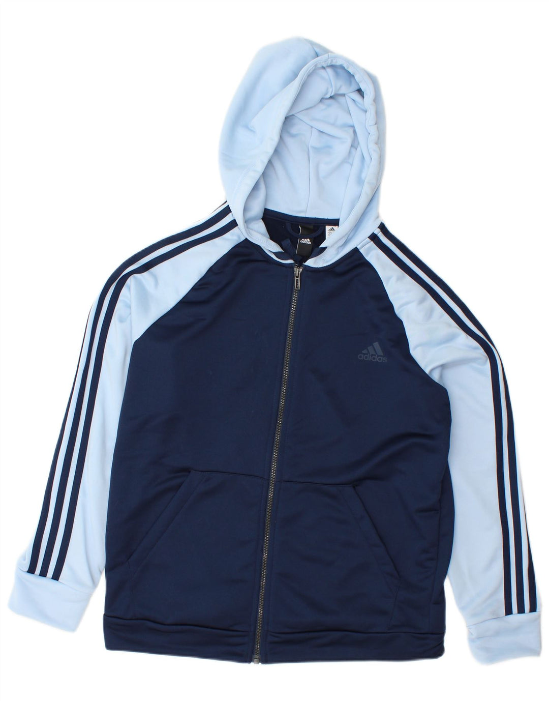 ADIDAS Pull à capuche zippé pour femme UK 20/22 XL Bleu marine Colourblock
