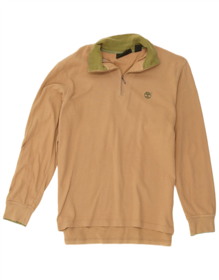 Timberland Sweat-shirt à col zippé pour homme Petit coton beige