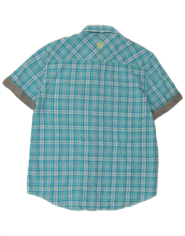 Puma Chemise à manches courtes pour homme en coton à carreaux bleu grand