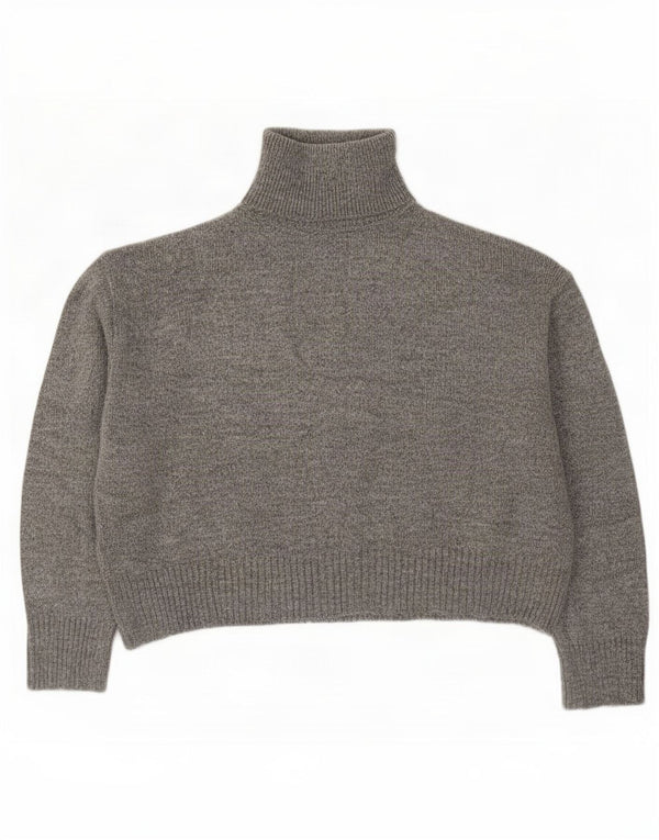 Zara Pull surdimensionné à col roulé pour femme UK 14 Gris moyen Acrylique