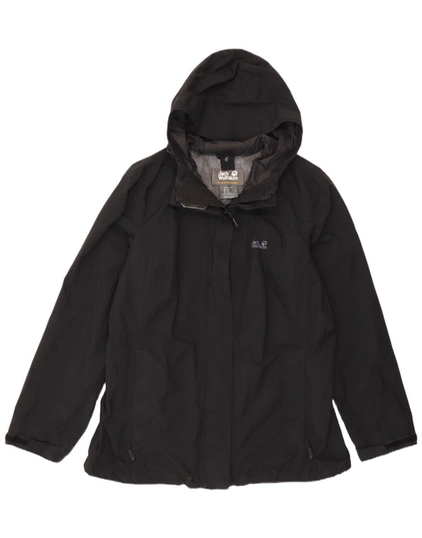 Jack Wolfskin Veste coupe-vent à capuche pour femme UK 18 XL Noir Polyamide