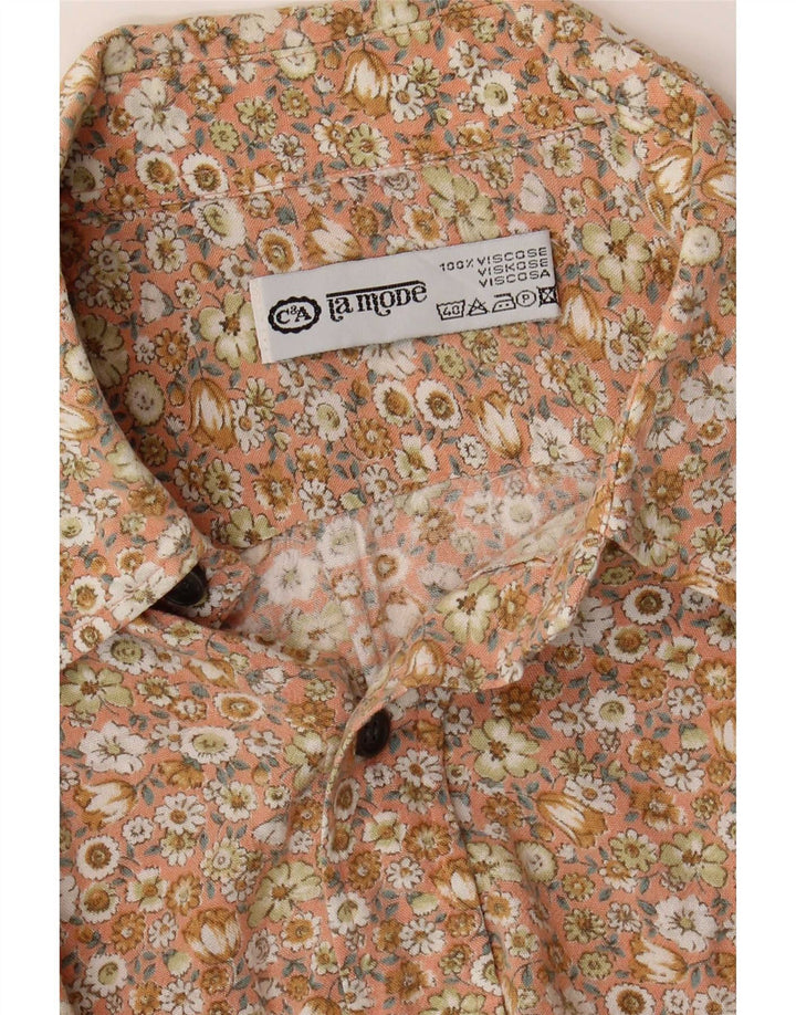C & A Chemise à Manches Courtes Homme Large Beige Floral Viscose