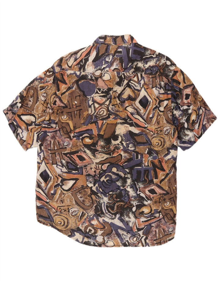 Chemise à manches courtes à motif abstrait vintage pour hommes, multicolore moyen
