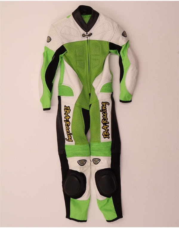 Combinaison graphique moto VINTAGE pour garçons 6-7 ans, petit bloc de couleur vert