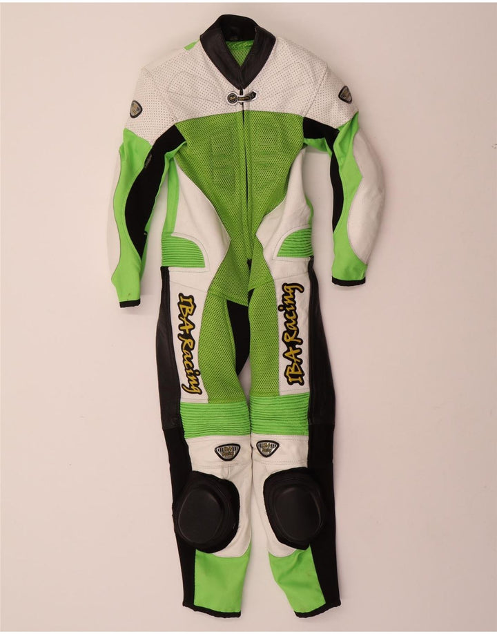 Combinaison graphique moto VINTAGE pour garçons 6-7 ans, petit bloc de couleur vert