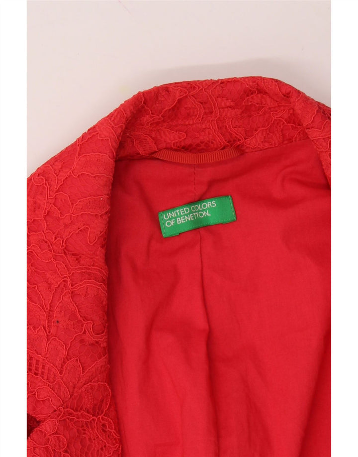 BENETTON Womens 3/4 Sleeve 2 Button Blazer Jacket IT 46 Large Red Vintage Benetton and Second-Hand Benetton from Messina Hembry 