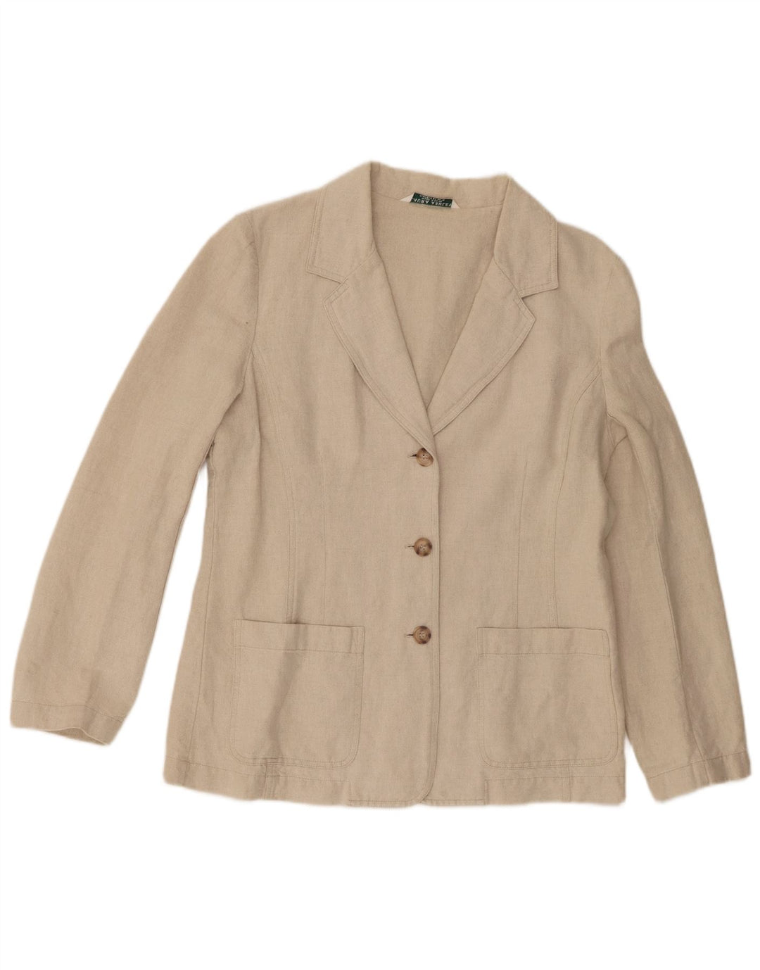Laura Ashley Veste blazer à 3 boutons pour femme UK 14 Grand lin beige