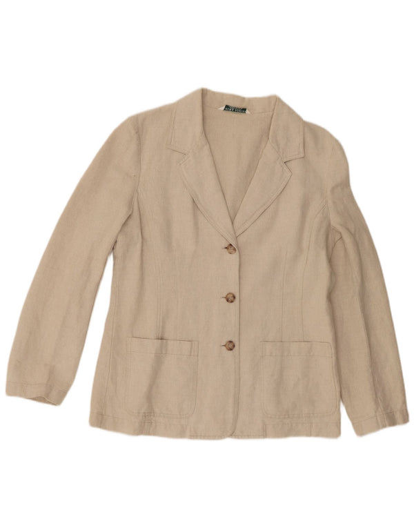 Laura Ashley Veste blazer à 3 boutons pour femme UK 14 Grand lin beige