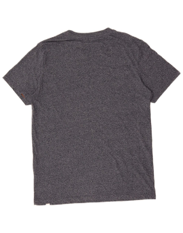 Jack & Jones Mens T-Shirt Top Large Navy Blue Flecked Cotton