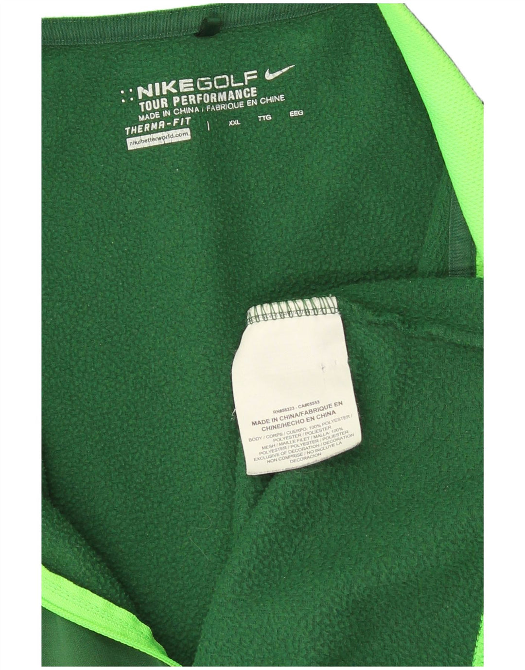 Nike Hommes Therma-Fit Zip Neck Pull Survêtement Top 2XL Vert Polyester