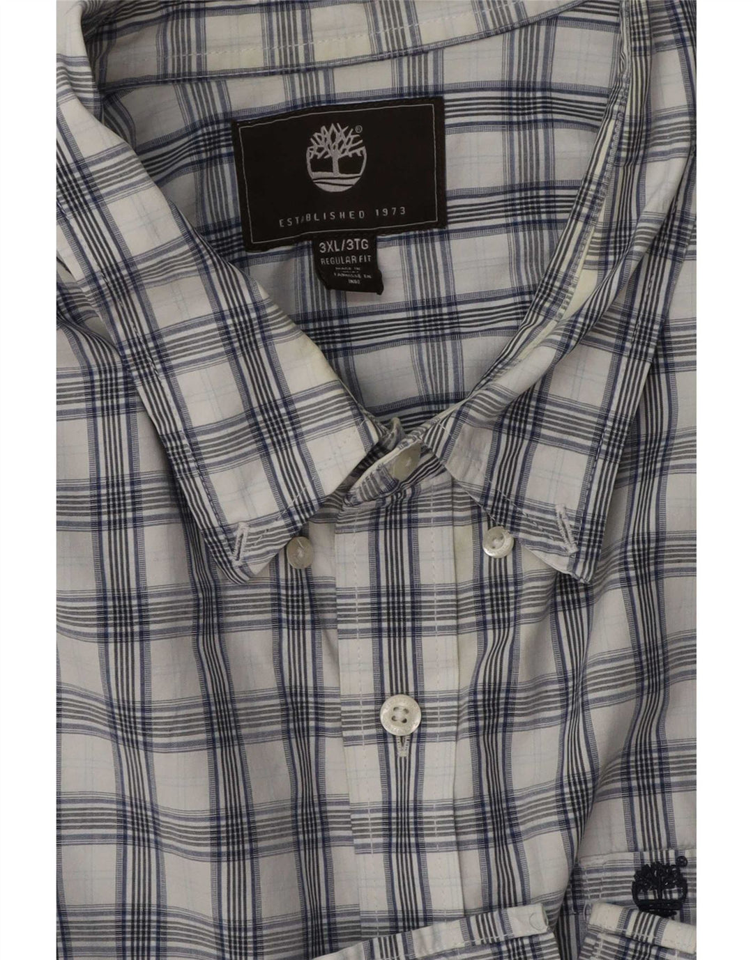 Timberland Chemise à manches courtes pour homme Coupe régulière 3XL Bleu à carreaux