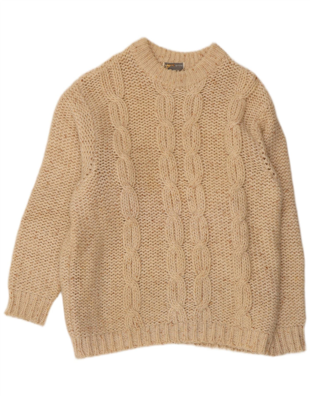 VINTAGE Femme Crew Neck Jumper Pull UK 16 Large Off White