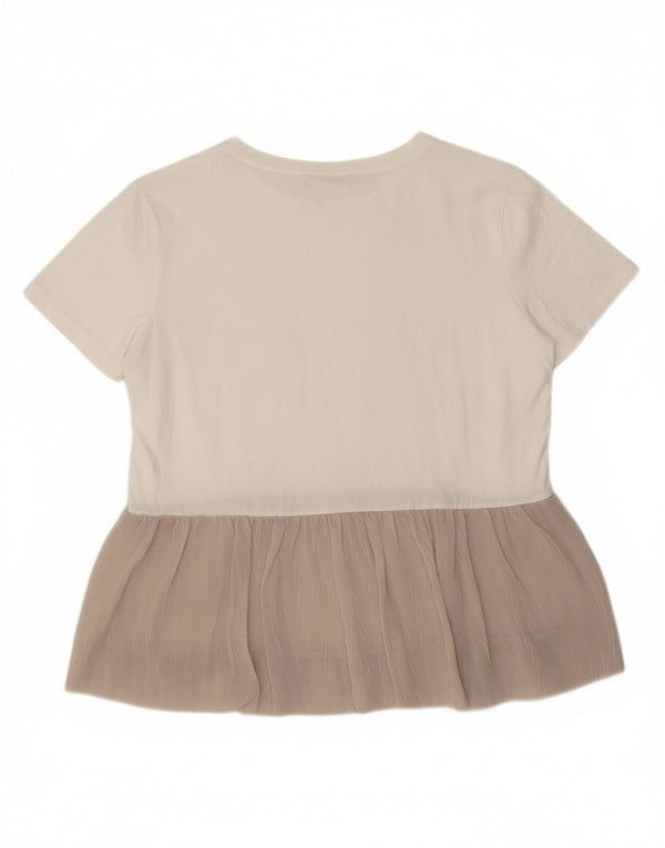 ZARA Womens Blouse Top UK 14 Medium Blanc Colorblock