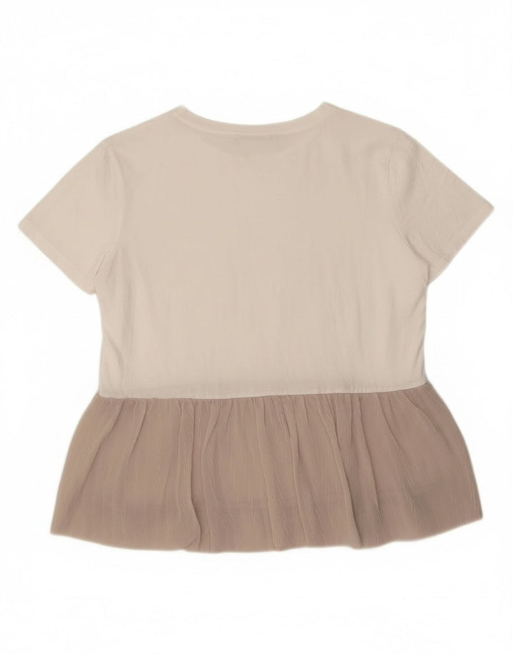 ZARA Womens Blouse Top UK 14 Medium Blanc Colorblock