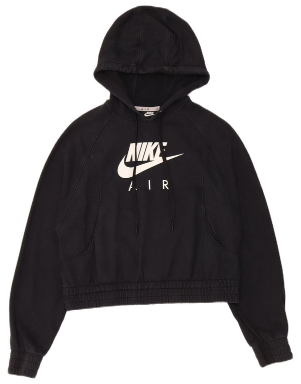 Nike Womens Loose Graphic Crop Sweat à capuche UK 10 Petit coton noir