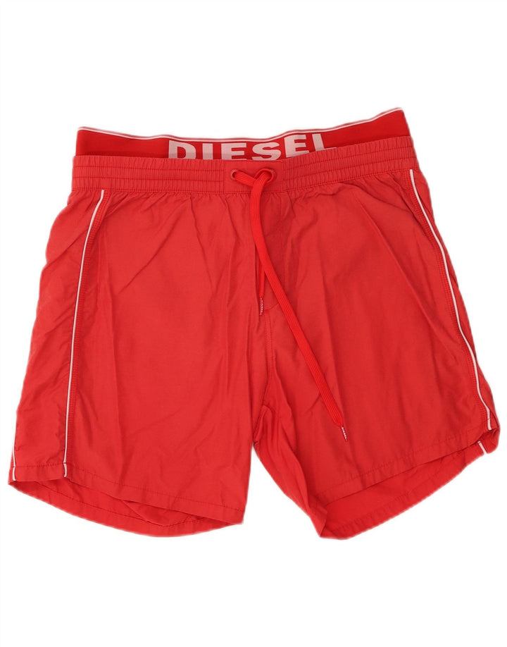 Diesel Short de Bain Graphique Homme Rouge Moyen Coton