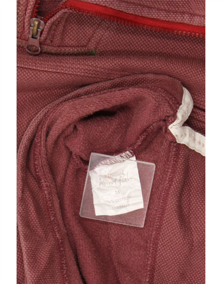 Weird Fish Sweat-shirt à col zippé pour homme en coton marron moyen