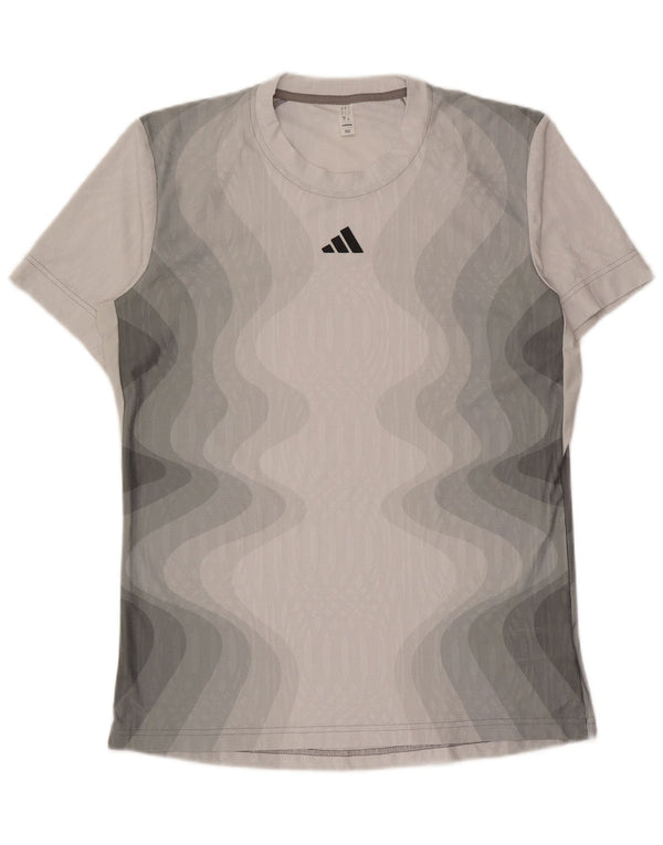 Adidas Hommes Aeroready Graphic T-Shirt Top Large Gris Tie Dye Polyester