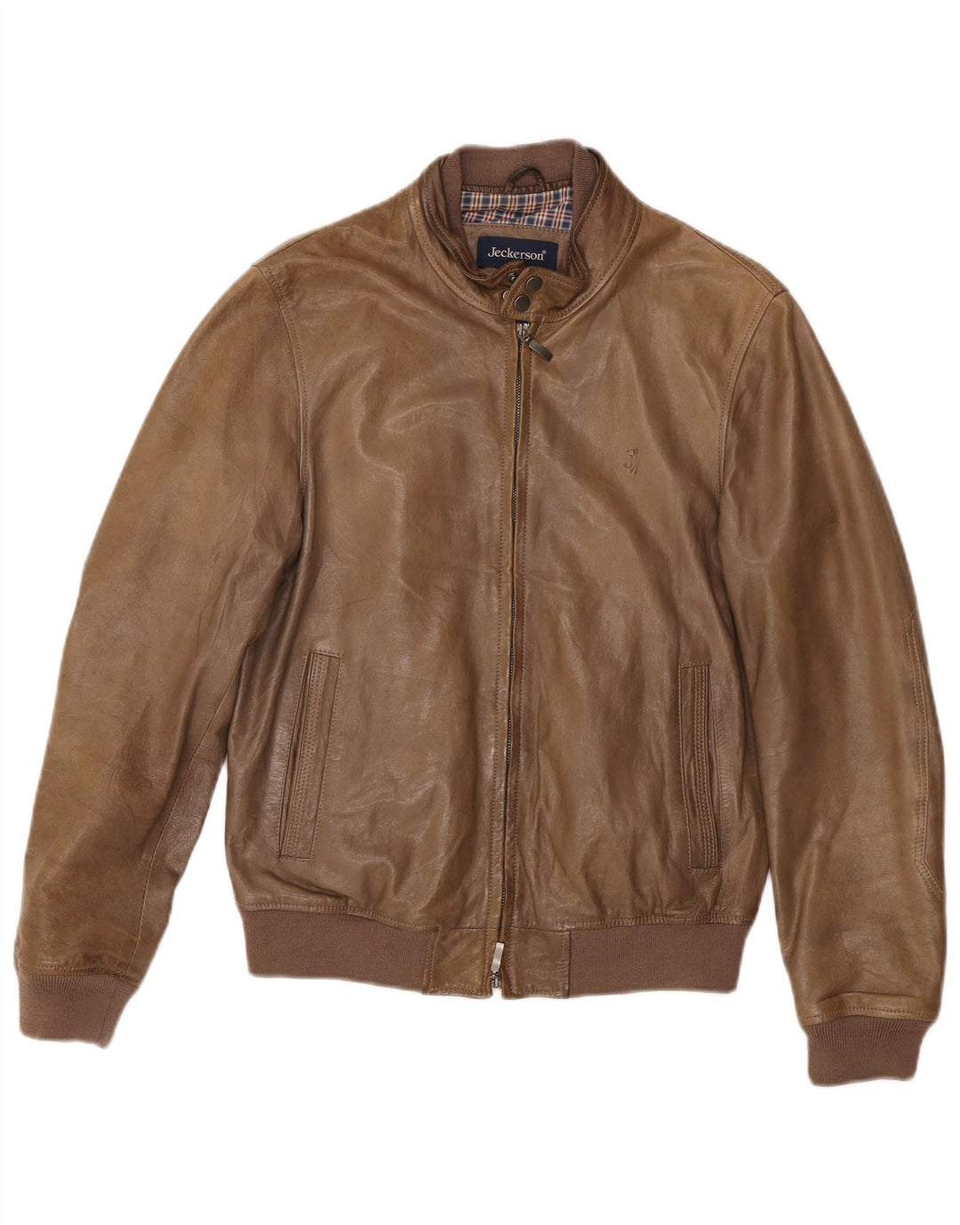 Jeckerson Veste en cuir bomber pour homme UK 36 Petit cuir marron