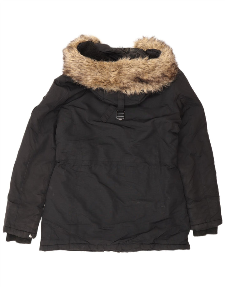 Superdry Parka Femme UK 12 Medium Noir Hiver