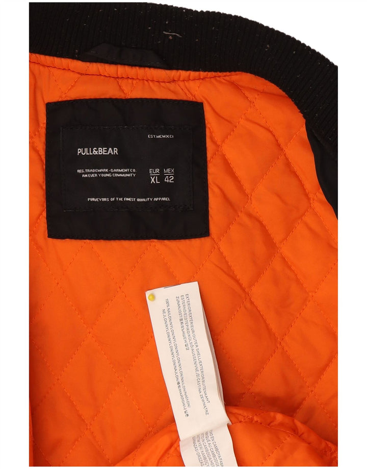 Pull & Bear Veste Bomber Femme UK 18 XL Nylon Noir