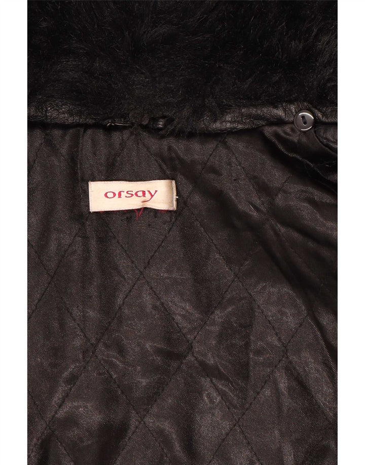 Orsay Manteau en cuir pour femme UK 10 Petit Noir
