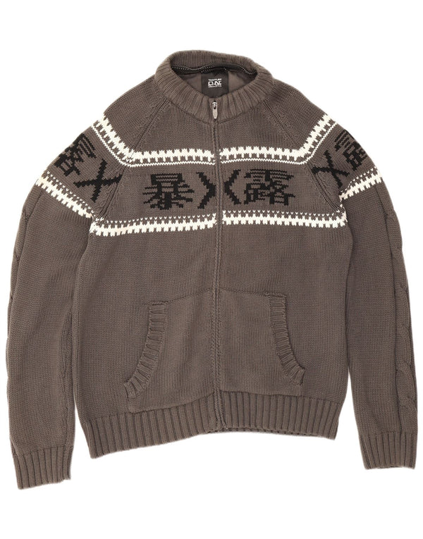 ON Tantum Cardigan à fermeture éclair pour femme UK 20 2XL Gris Fair Isle Coton