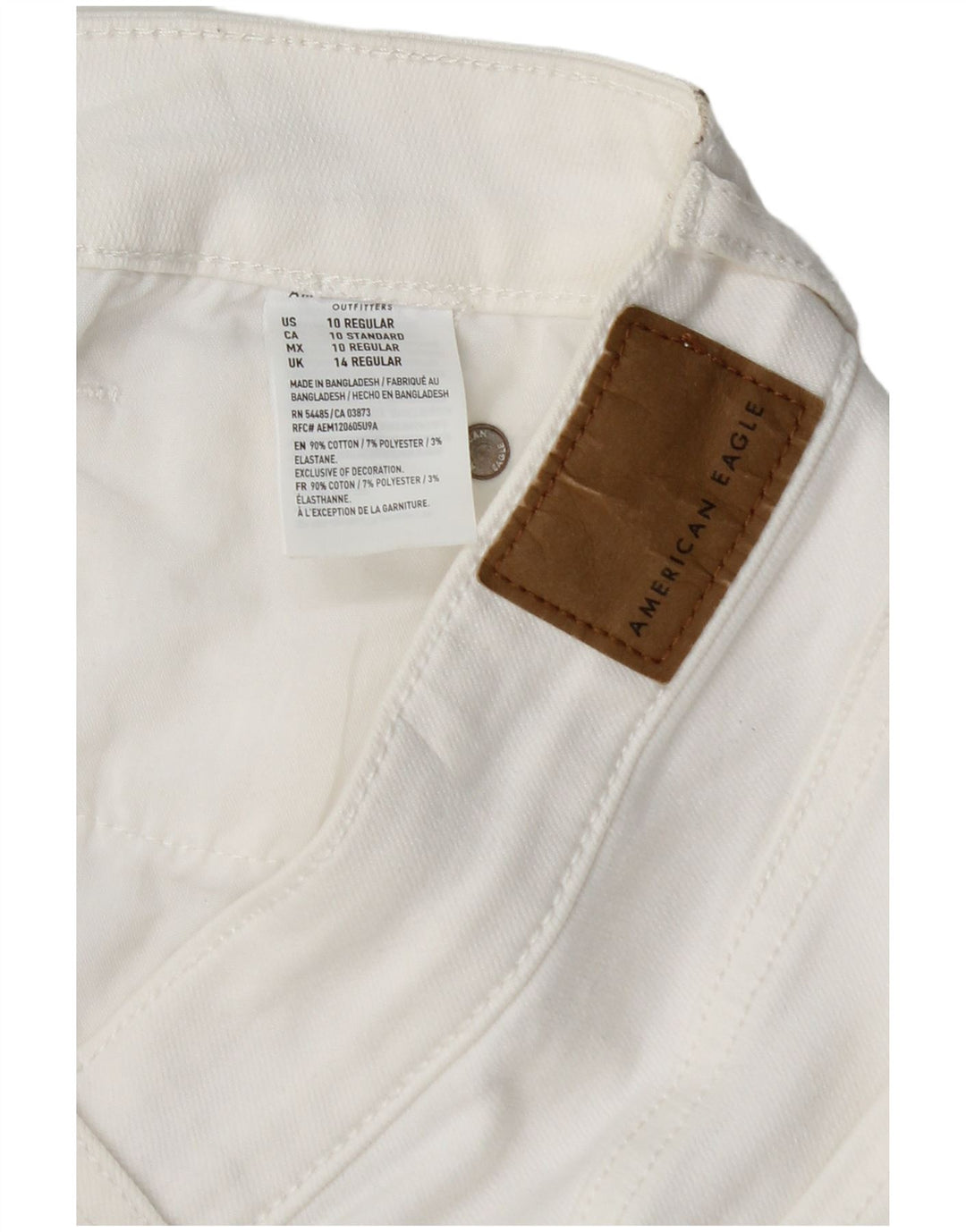 AMERICAN EAGLE Mini jupe en jean pour femme UK 14 Medium W30 coton blanc