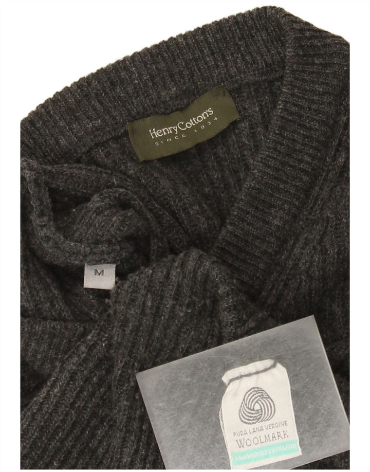 Henry Cottons Pull Col V Homme Gris Moyen Laine