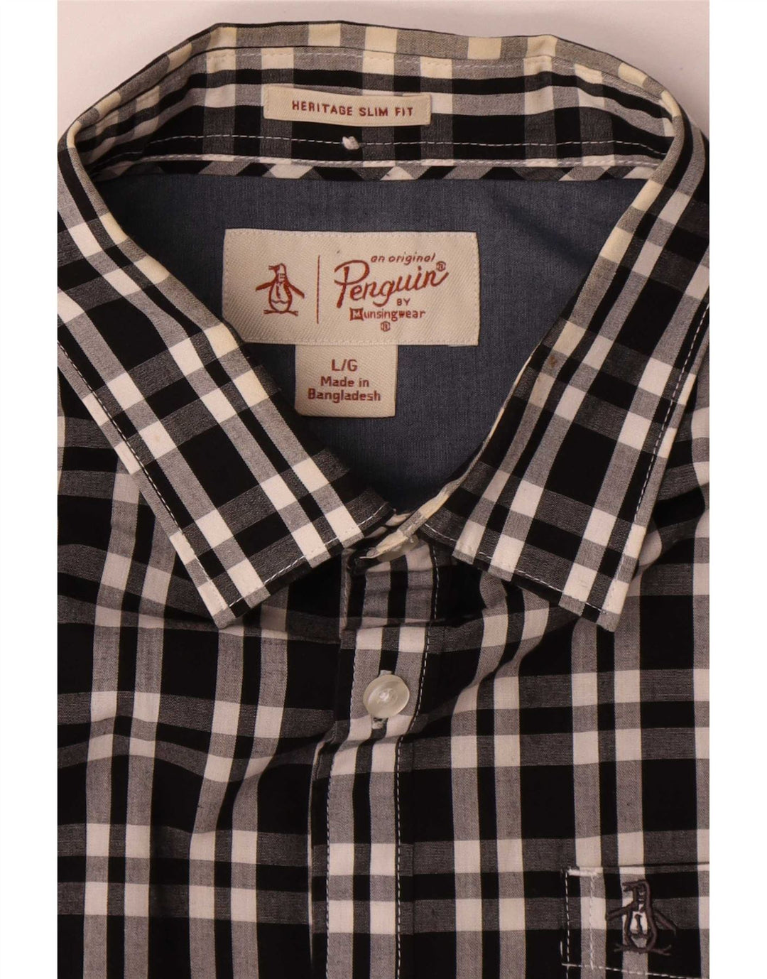 Penguin Chemise Heritage Slim Fit Homme Noir à Carreaux en Coton