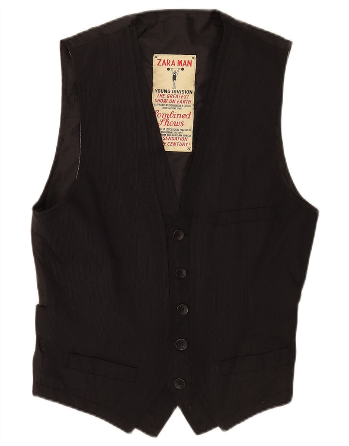 Zara Homme Gilet XS Noir Pinstripe Polyester