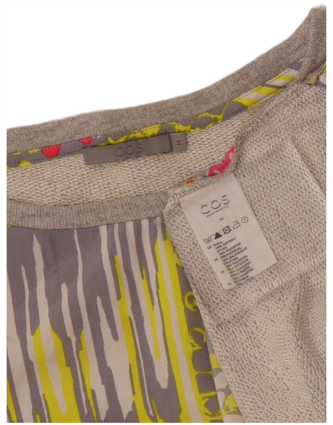 Cos Sweat-shirt pour femme UK 44 Gris moyen en coton géométrique