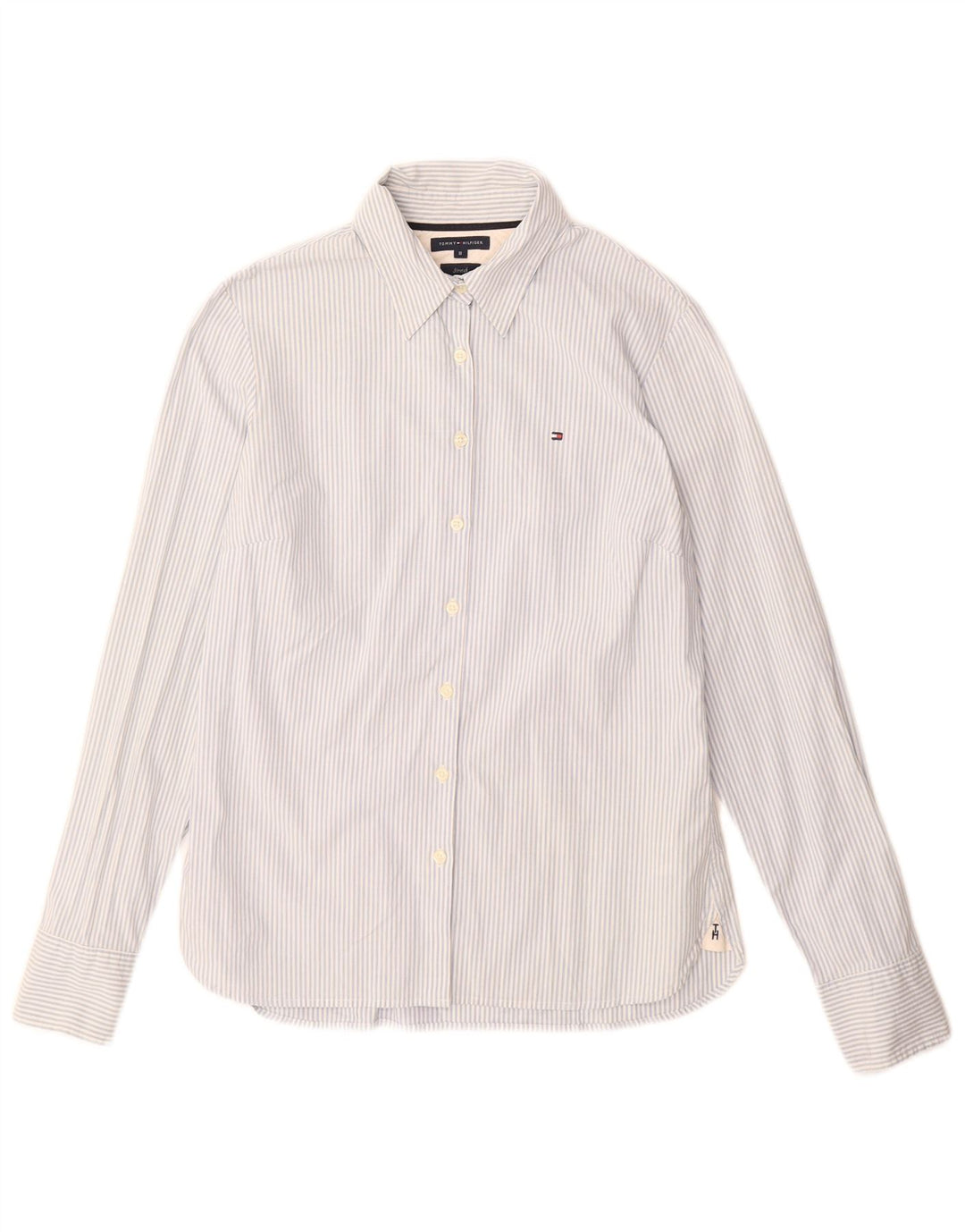 Tommy Hilfiger Chemise Femme US 8 Coton Bleu Moyen à Fines Rayures