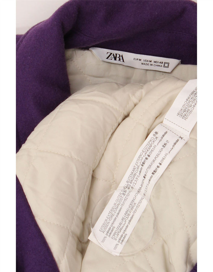 ZARA Veste Varsity Graphique Homme UK 38 Violet Moyen Polyester Colorblock