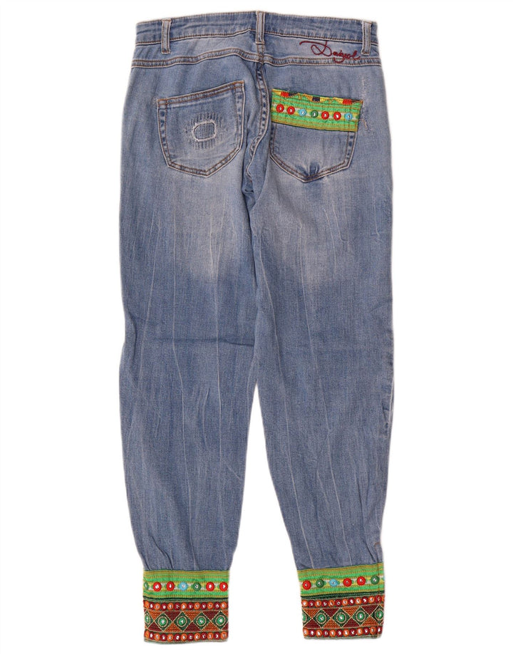 Desigual Femme Joggers Tapered Jeans W24 L27 Bleu Patchwork