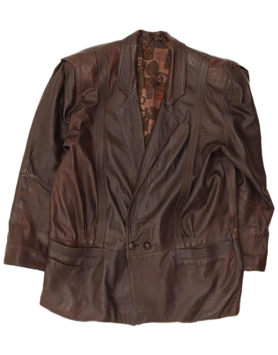 Veste en cuir femme vintage IT 42 Cuir marron moyen