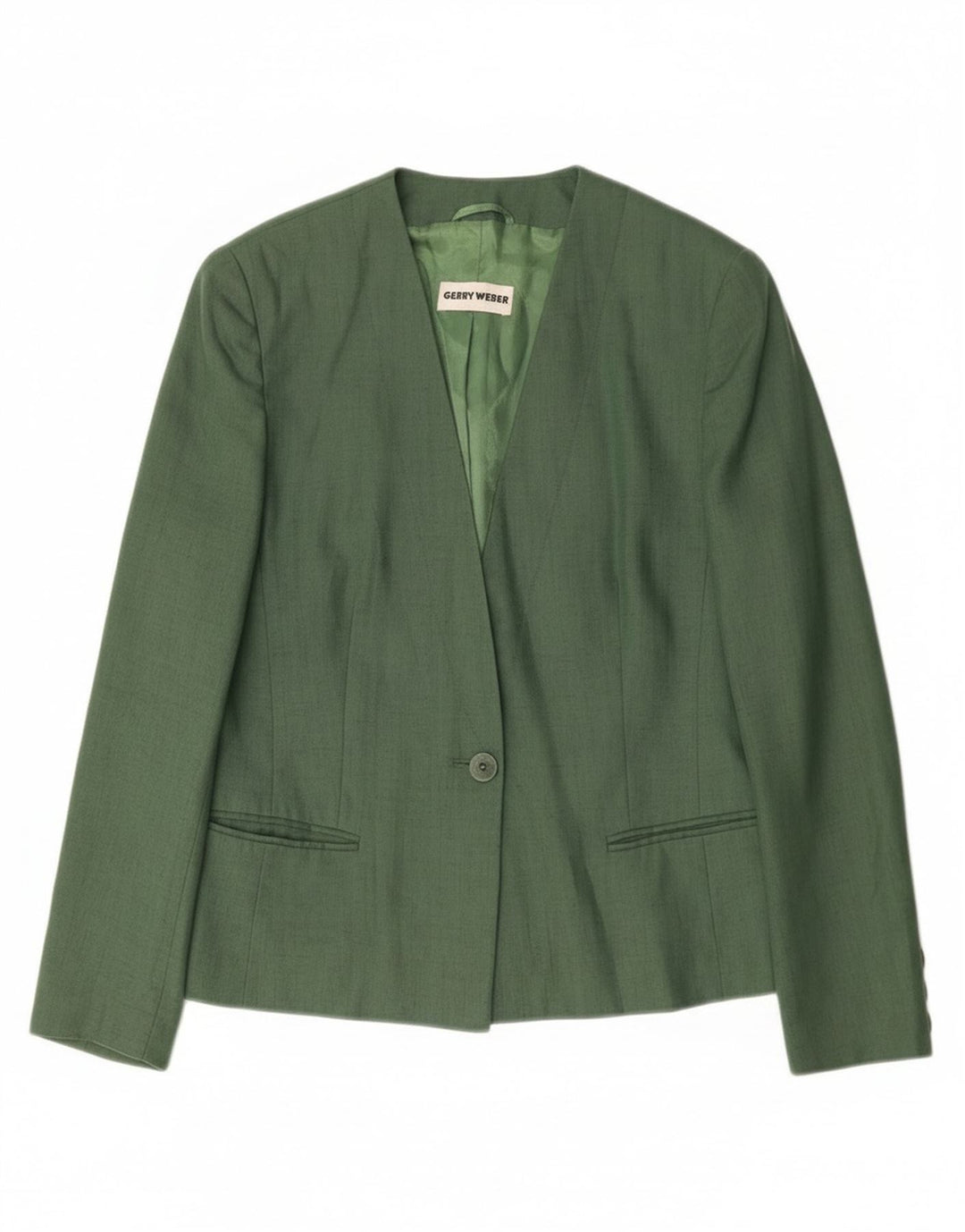Gerry Weber Veste Blazer 1 Bouton Femme EU 38 Lin Vert Moyen