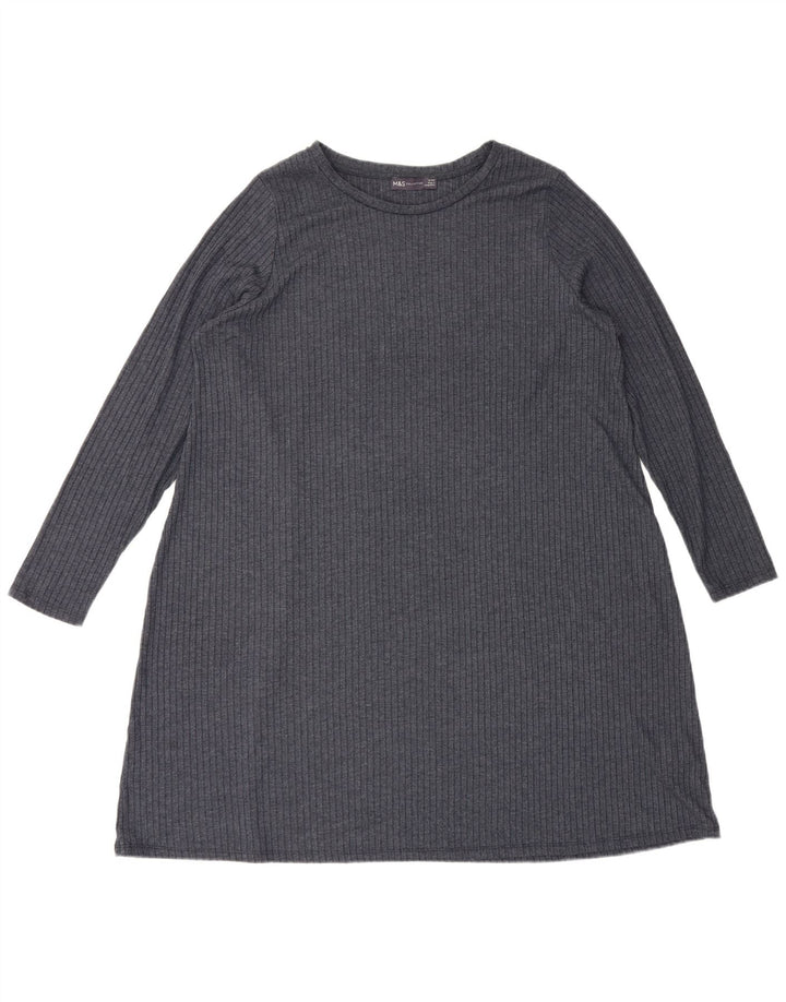 Marks & Spencer Robe basique à manches longues pour femme UK 20 2XL Bleu marine