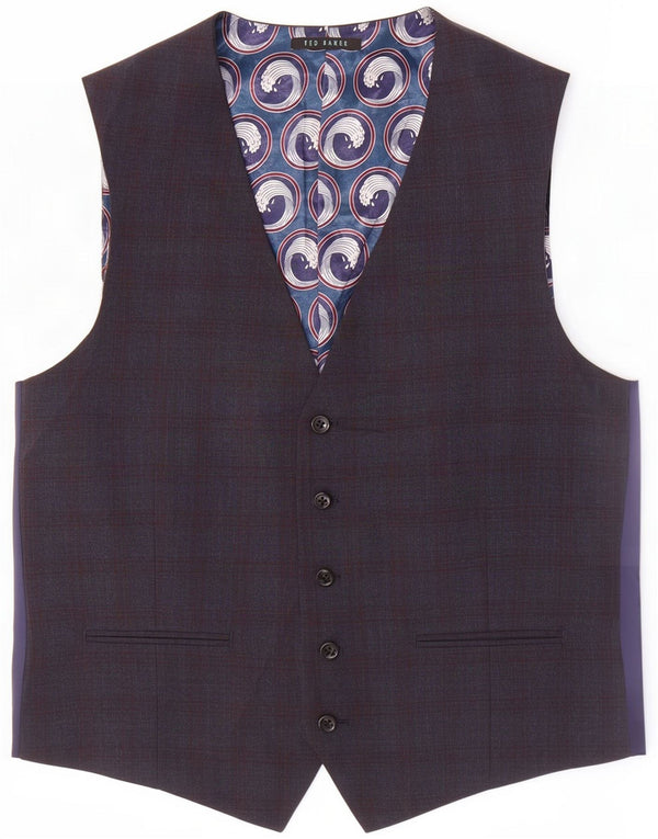 Gilet homme Ted Baker IT 52 Large laine à carreaux bleu marine