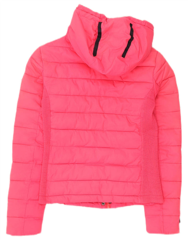 SUPERDRY Veste matelassée à capuche pour femme UK 10 Small Rose Nylon
