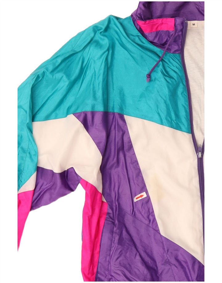 Vintage Mens Survêtement Top Veste Moyen Multicolore Colourblock Années 80