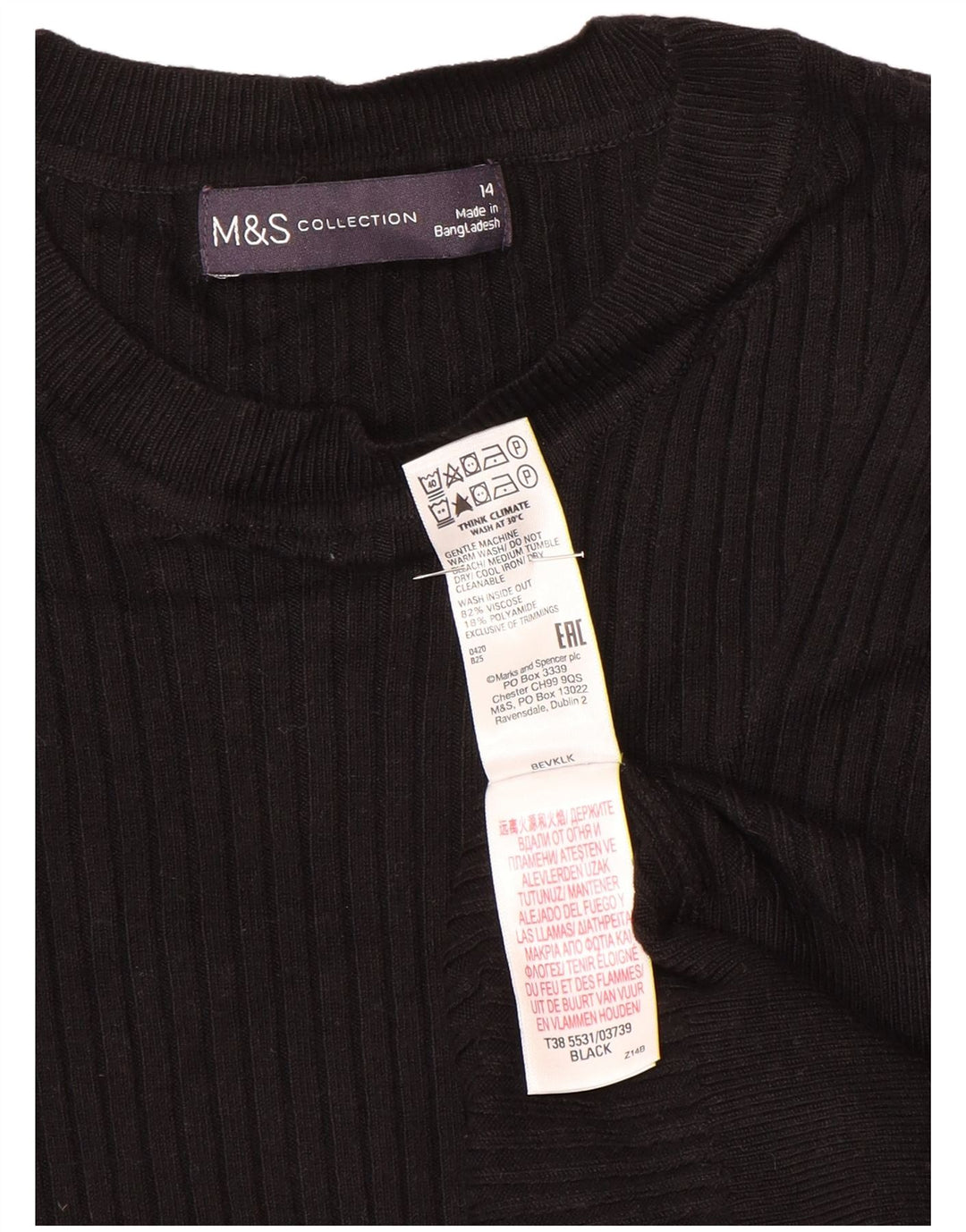 Marks & Spencer Pull à col rond pour femme UK 14 Noir moyen