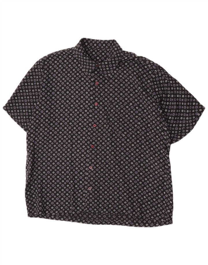 vintage Chemise à manches courtes pour hommes Moyen Noir Géométrique