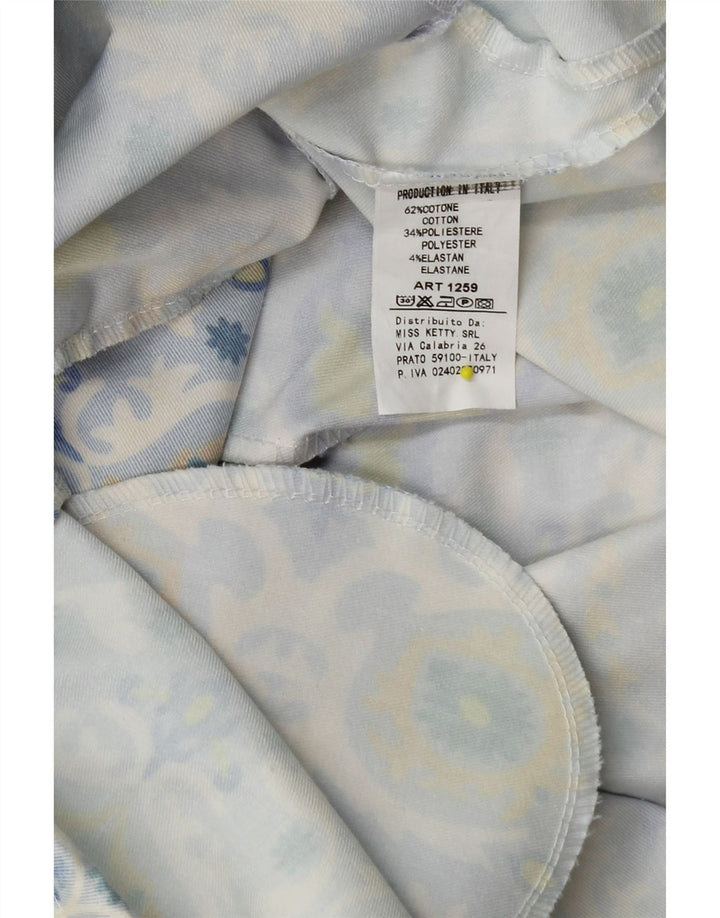 VINTAGE Veste Parka à capuche femme UK 16 Grand coton floral bleu