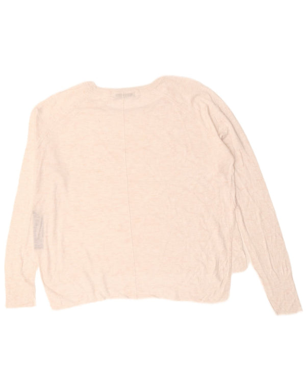 Zara Pull surdimensionné à col rond pour femme UK 16 Large Viscose blanche