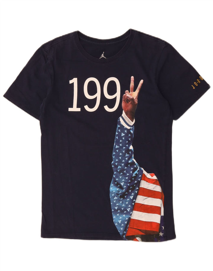 JORDAN T-Shirt Graphique Homme Petit Bleu Marine Coton