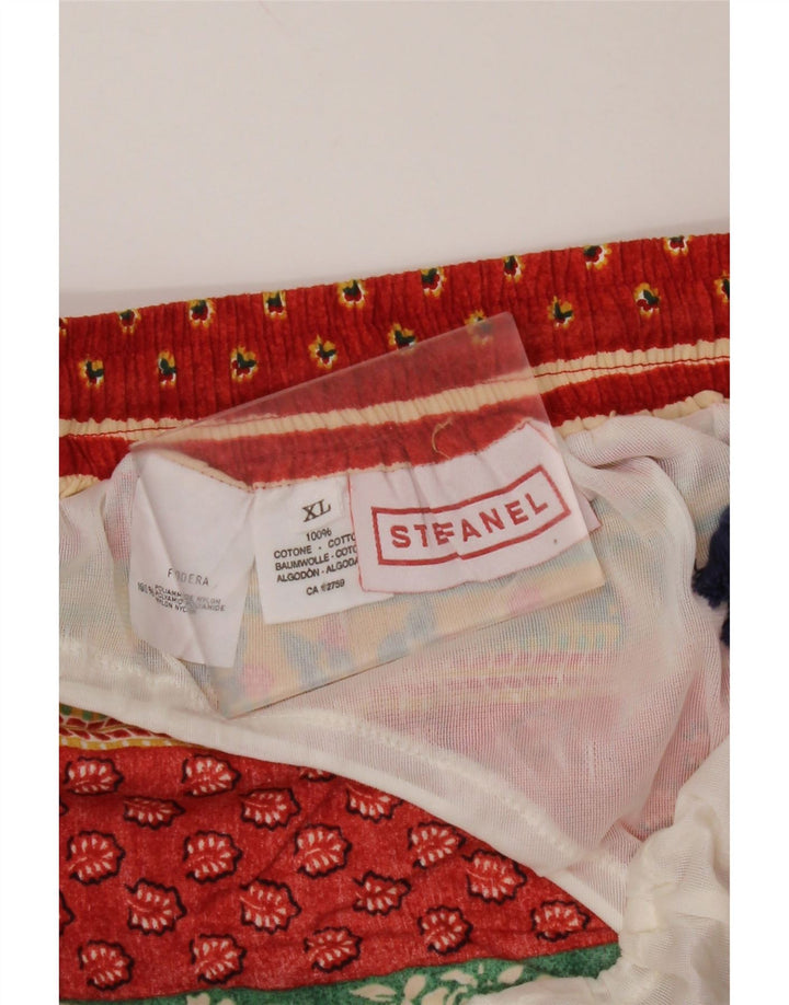 STEFANEL Maillot de Bain Homme XL Coton Floral Multicolore