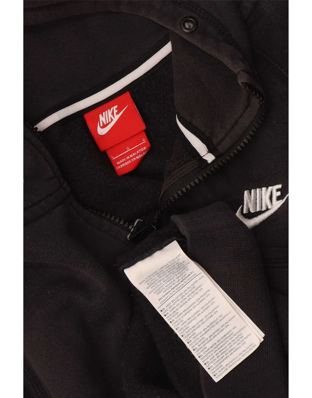 Nike Pull à capuche zippé pour homme Grand coton noir