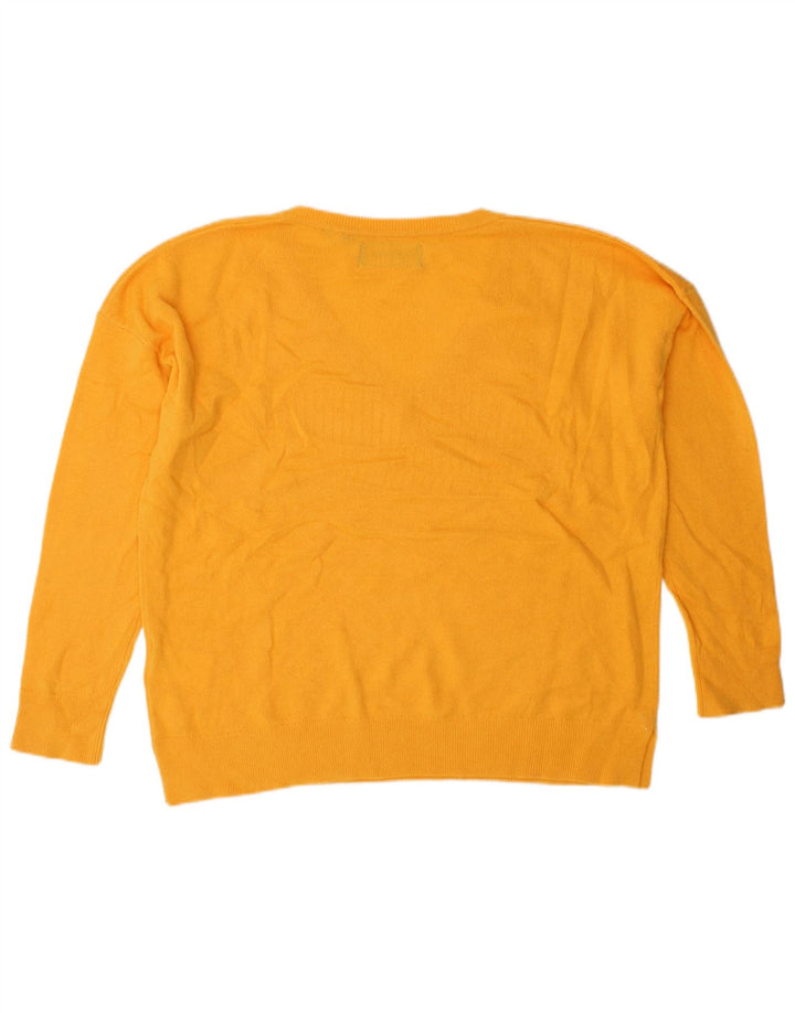 SUPERDRY Pull surdimensionné à col en V pour femme UK 10 Petite laine jaune