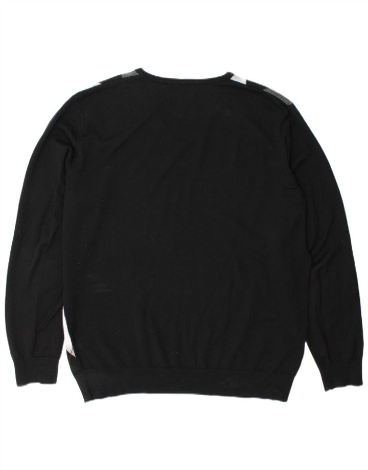 Fred Perry Pull col V pour homme XL Noir Argyle/Diamond Laine